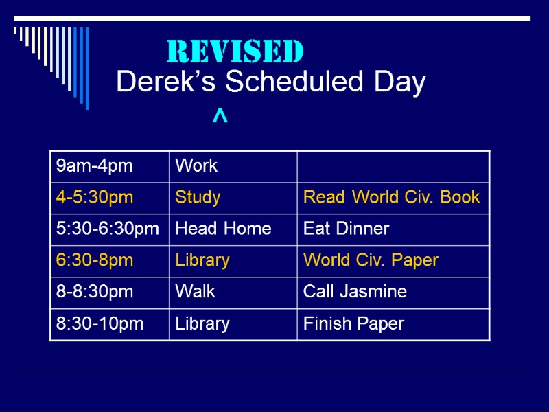 Derek’s Scheduled Day revisED ^